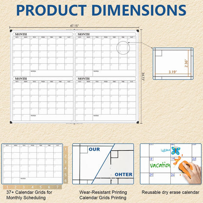 Magnetic Dry Erase Board/Whiteboard, 36 X 24 Inches Double Sided White Board, Silver Aluminium Frame