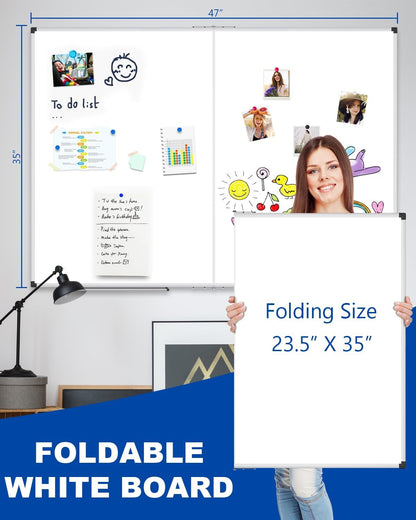 Magnetic Dry Erase Board/Whiteboard, 36 X 24 Inches Double Sided White Board, Silver Aluminium Frame