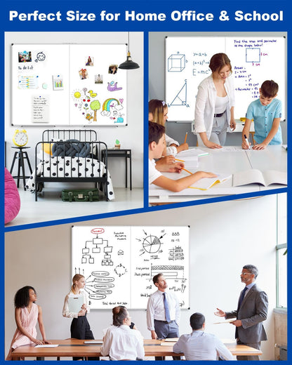 Magnetic Dry Erase Board/Whiteboard, 36 X 24 Inches Double Sided White Board, Silver Aluminium Frame