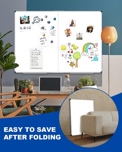 Magnetic Dry Erase Board/Whiteboard, 36 X 24 Inches Double Sided White Board, Silver Aluminium Frame