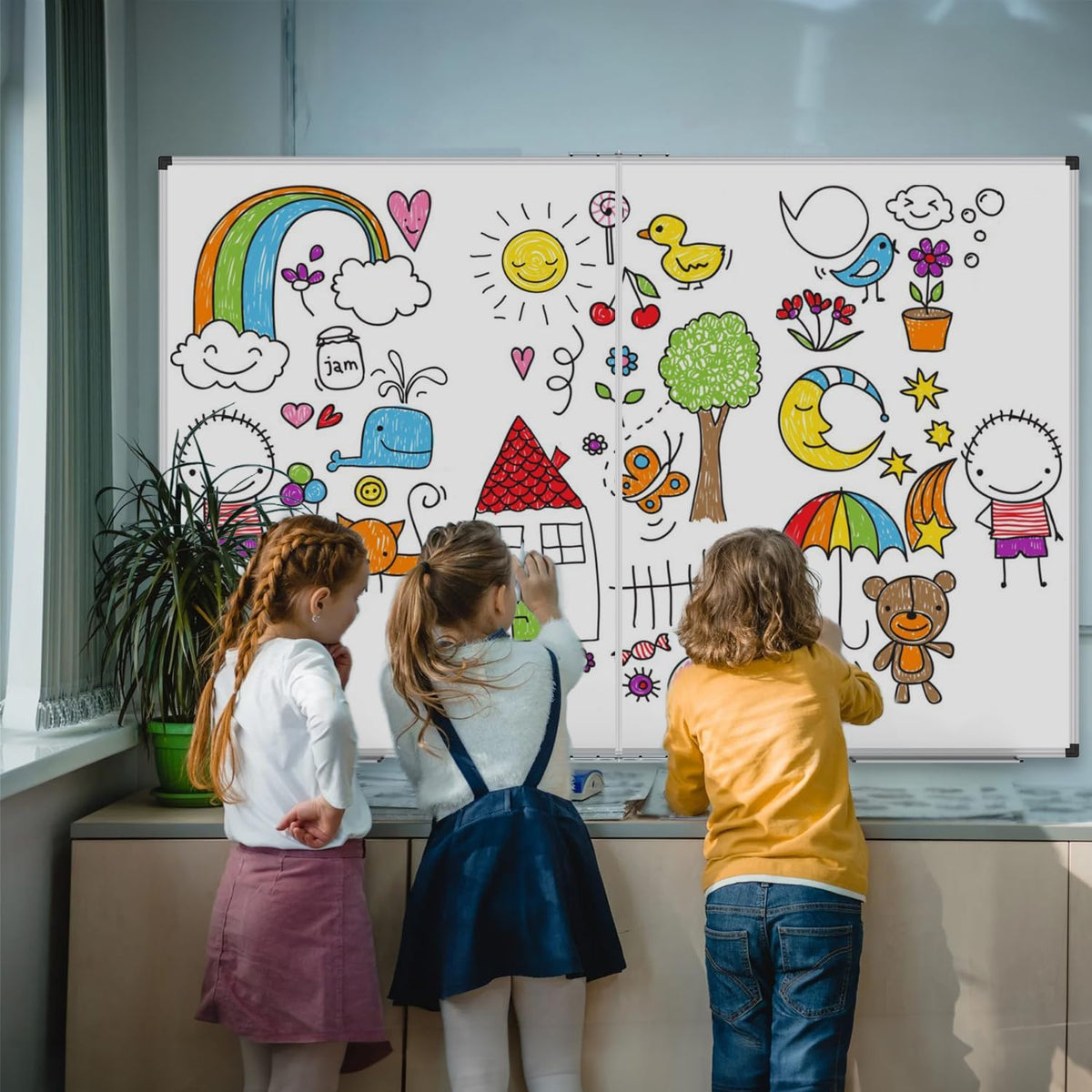 Magnetic Dry Erase Board/Whiteboard, 36 X 24 Inches Double Sided White Board, Silver Aluminium Frame