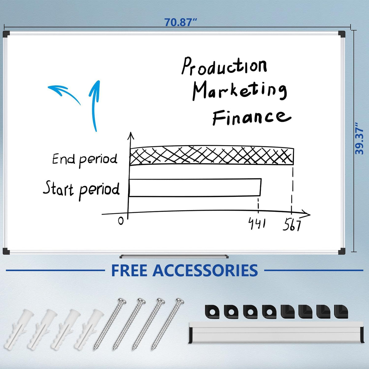 Magnetic Dry Erase Board/Whiteboard, 36 X 24 Inches Double Sided White Board, Silver Aluminium Frame