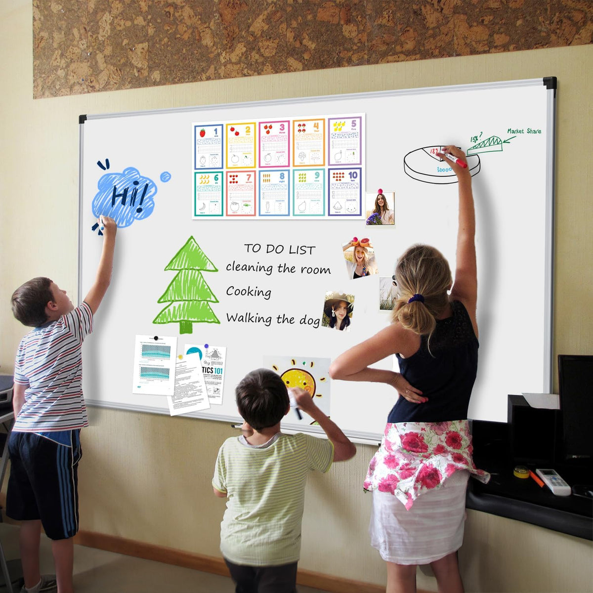 Magnetic Dry Erase Board/Whiteboard, 36 X 24 Inches Double Sided White Board, Silver Aluminium Frame