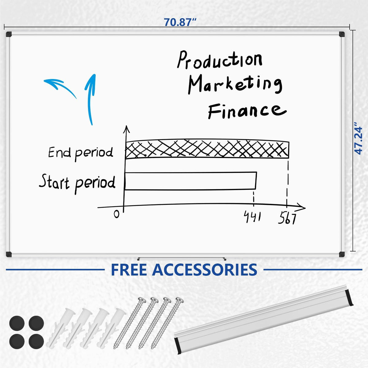 Magnetic Dry Erase Board/Whiteboard, 36 X 24 Inches Double Sided White Board, Silver Aluminium Frame