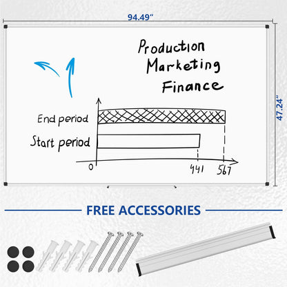 Magnetic Dry Erase Board/Whiteboard, 36 X 24 Inches Double Sided White Board, Silver Aluminium Frame