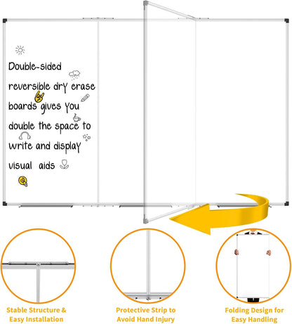 Magnetic Dry Erase Board/Whiteboard, 36 X 24 Inches Double Sided White Board, Silver Aluminium Frame