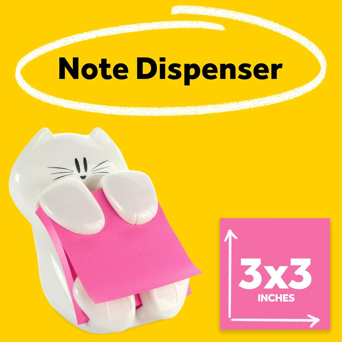 Note Dispenser, White Cat Design, 1 Dispenser, 1 Pad, 45 Sheets