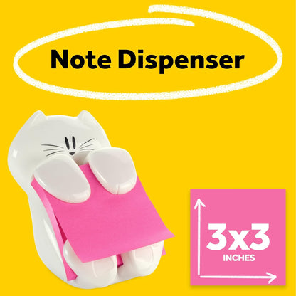 Note Dispenser, White Cat Design, 1 Dispenser, 1 Pad, 45 Sheets
