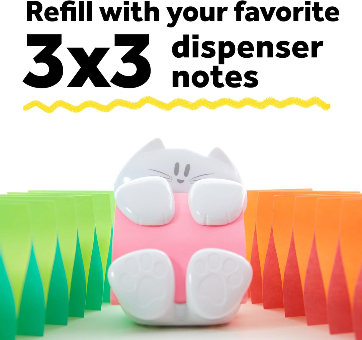 Note Dispenser, White Cat Design, 1 Dispenser, 1 Pad, 45 Sheets