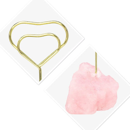 Natural Rose Quartz Raw Crystal Card Holder Photo Clip Stand