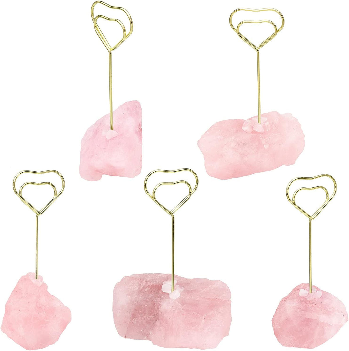 Natural Rose Quartz Raw Crystal Card Holder Photo Clip Stand
