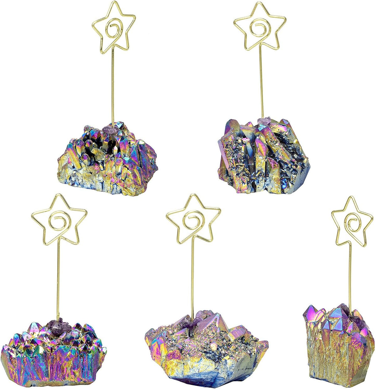 Natural Rose Quartz Raw Crystal Card Holder Photo Clip Stand