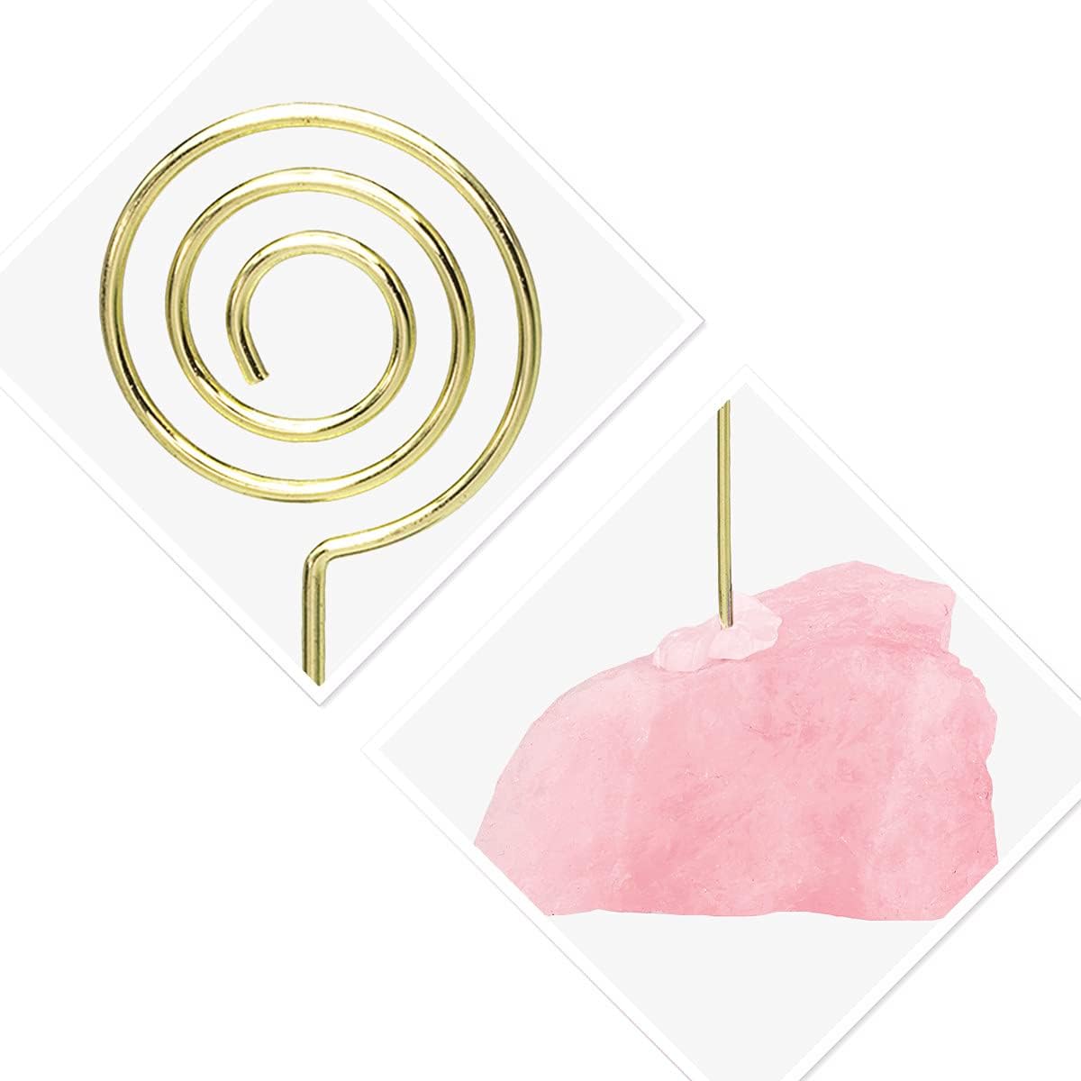 Natural Rose Quartz Raw Crystal Card Holder Photo Clip Stand