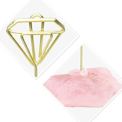 Natural Rose Quartz Raw Crystal Card Holder Photo Clip Stand