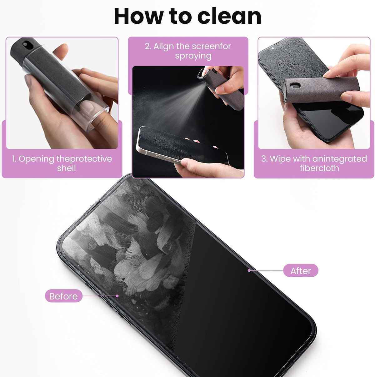 Car Screen Cleaner Kit, Car Accessories for Women