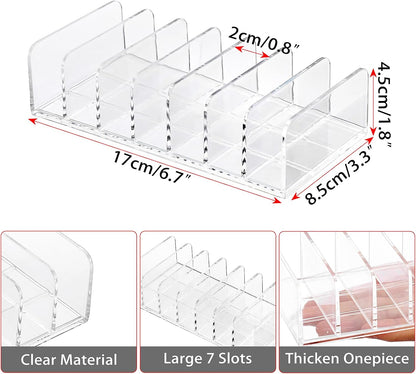2 Packs Mail Organizer Plastic Cash Tray for Desk - 7 Slots File Organizer Clear Desktop Bill Divider Holder for Paper Envelope Document Book Money Eyeshadow Makeup Palette