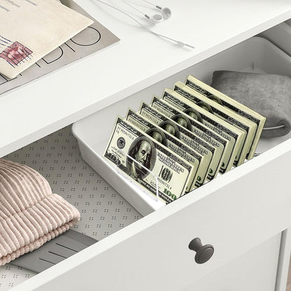 2 Packs Mail Organizer Plastic Cash Tray for Desk - 7 Slots File Organizer Clear Desktop Bill Divider Holder for Paper Envelope Document Book Money Eyeshadow Makeup Palette