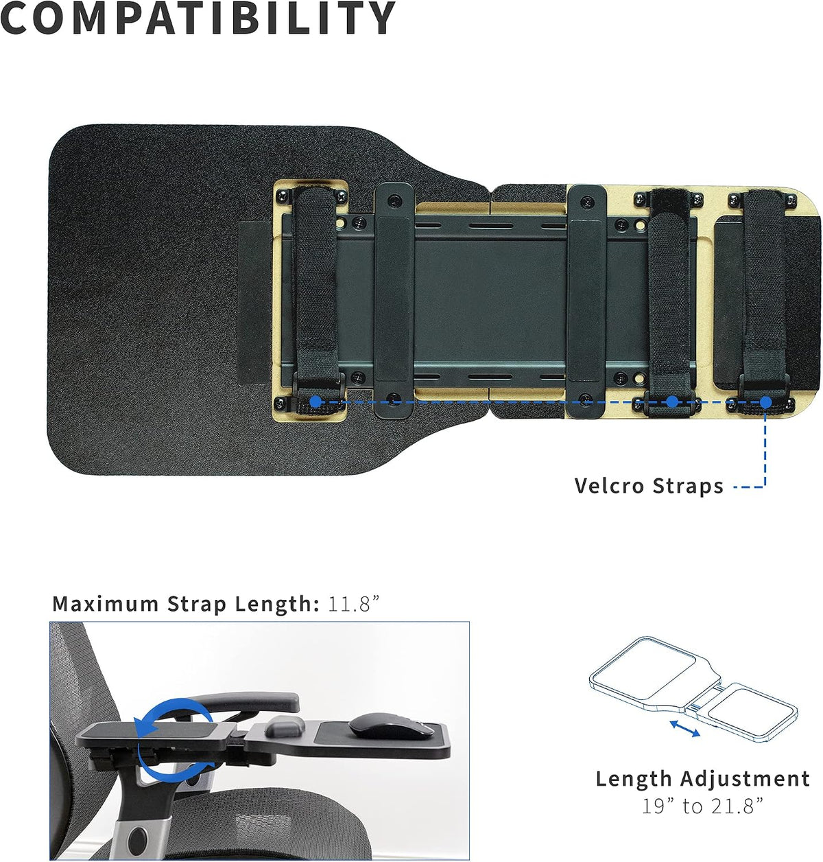 Black Wooden Arm Rest Mouse Pad with Wrist Cushion, MOUNT-MS02D