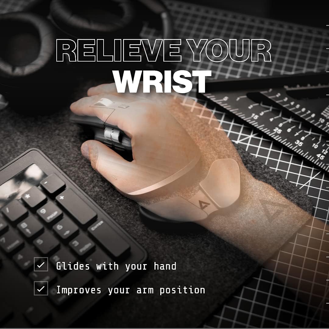 Carpio 2.0 - Right-Handed Truly Ergonomic Wrist Rest for Mouse, Carpal Tunnel Support, Pain Relief, Anti-Fatigue, Easy Glide, Sleek, Office, Computer, Laptop, Gaming - Large, Black