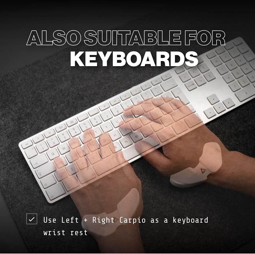 Carpio 2.0 - Right-Handed Truly Ergonomic Wrist Rest for Mouse, Carpal Tunnel Support, Pain Relief, Anti-Fatigue, Easy Glide, Sleek, Office, Computer, Laptop, Gaming - Large, Black