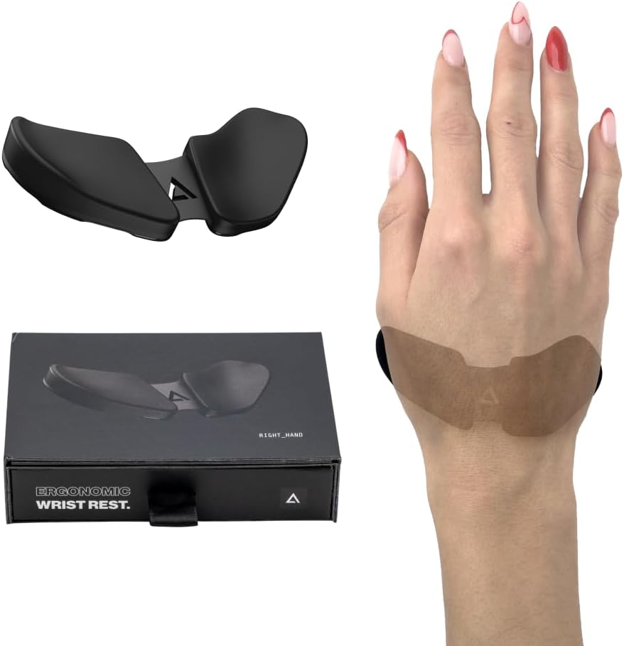 Carpio 2.0 - Right-Handed Truly Ergonomic Wrist Rest for Mouse, Carpal Tunnel Support, Pain Relief, Anti-Fatigue, Easy Glide, Sleek, Office, Computer, Laptop, Gaming - Large, Black
