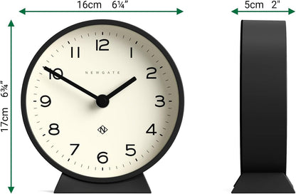 ® M Mantel Echo Desk Clock | Modern Round Design | Black | Easy to Read Numbers | Contemporary Style for Desk, Table, Shelf or Bedside