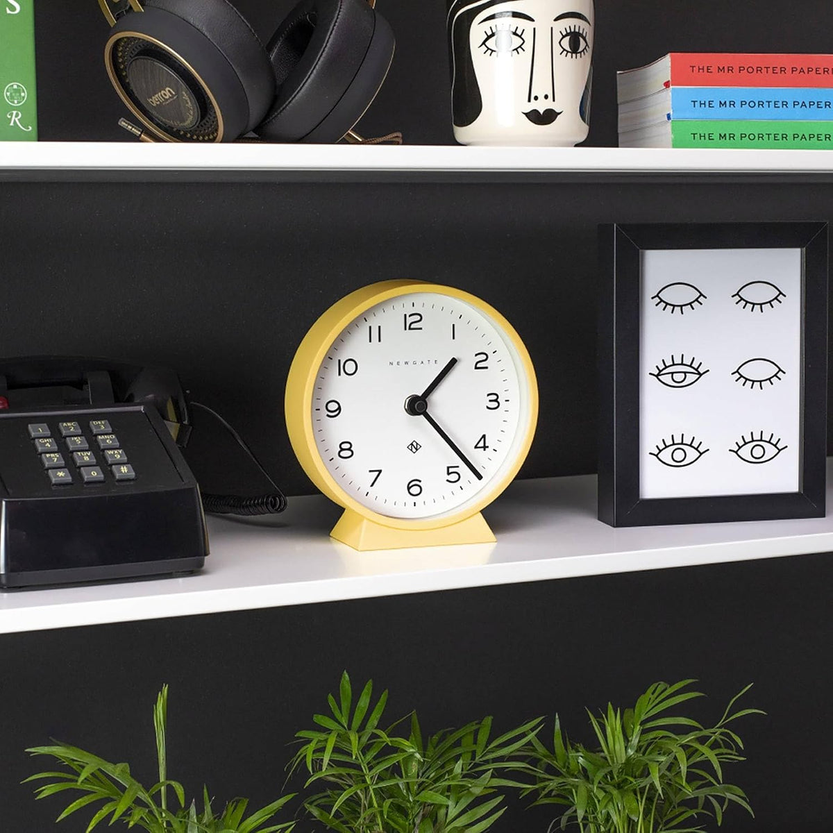 ® M Mantel Echo Desk Clock | Modern Round Design | Black | Easy to Read Numbers | Contemporary Style for Desk, Table, Shelf or Bedside