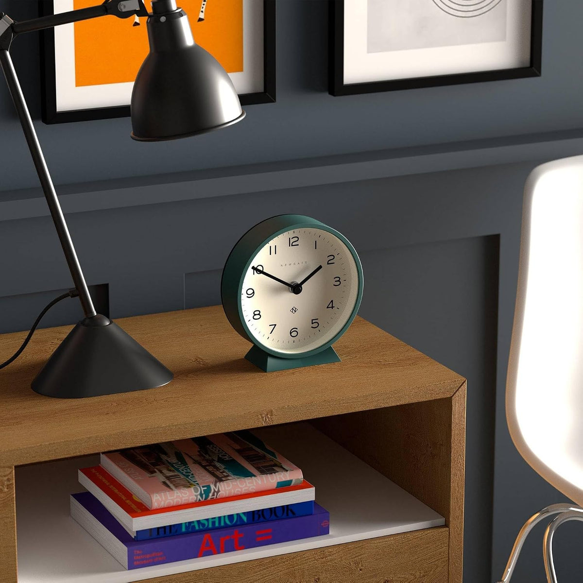 ® M Mantel Echo Desk Clock | Modern Round Design | Black | Easy to Read Numbers | Contemporary Style for Desk, Table, Shelf or Bedside