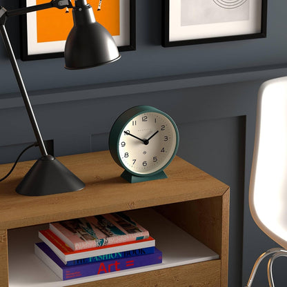 ® M Mantel Echo Desk Clock | Modern Round Design | Black | Easy to Read Numbers | Contemporary Style for Desk, Table, Shelf or Bedside