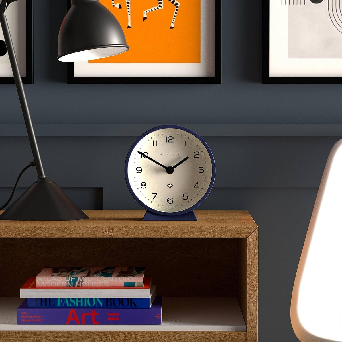 ® M Mantel Echo Desk Clock | Modern Round Design | Black | Easy to Read Numbers | Contemporary Style for Desk, Table, Shelf or Bedside