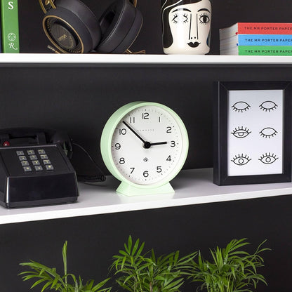 ® M Mantel Echo Desk Clock | Modern Round Design | Black | Easy to Read Numbers | Contemporary Style for Desk, Table, Shelf or Bedside