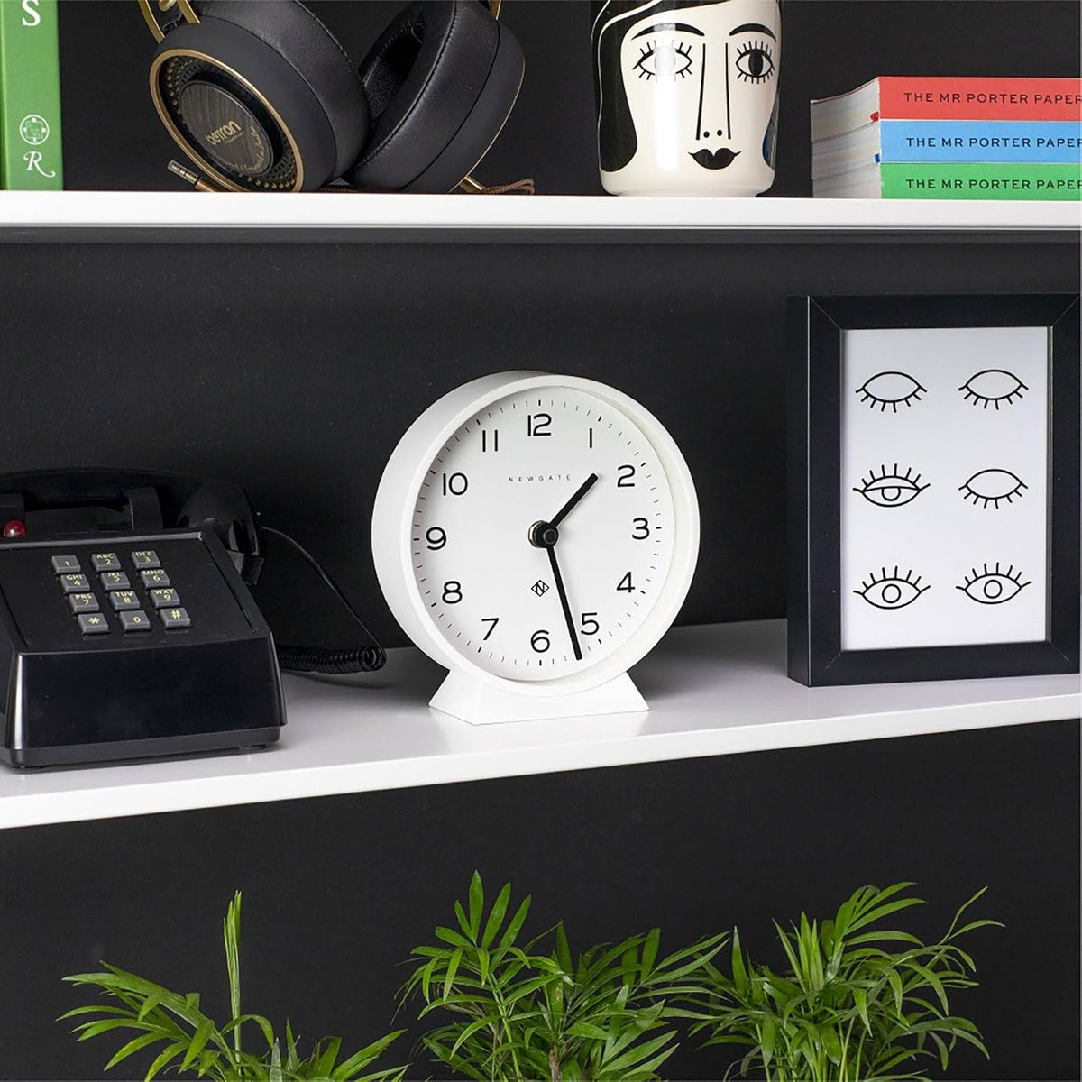 ® M Mantel Echo Desk Clock | Modern Round Design | Black | Easy to Read Numbers | Contemporary Style for Desk, Table, Shelf or Bedside