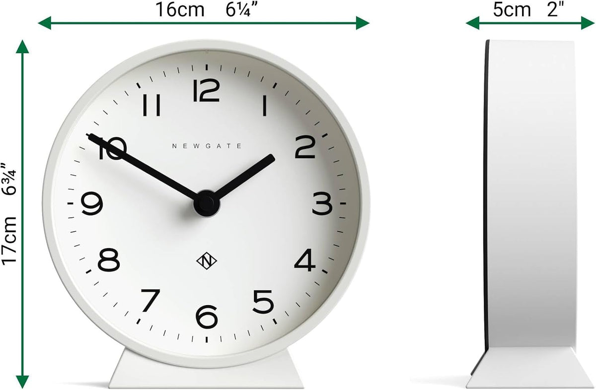 ® M Mantel Echo Desk Clock | Modern Round Design | Black | Easy to Read Numbers | Contemporary Style for Desk, Table, Shelf or Bedside