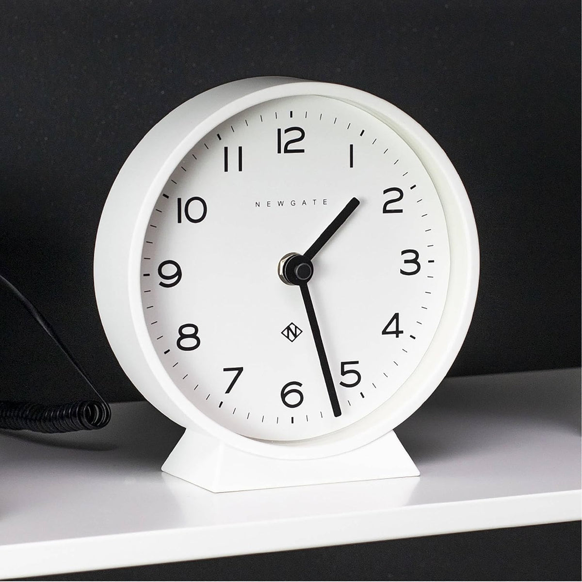 ® M Mantel Echo Desk Clock | Modern Round Design | Black | Easy to Read Numbers | Contemporary Style for Desk, Table, Shelf or Bedside