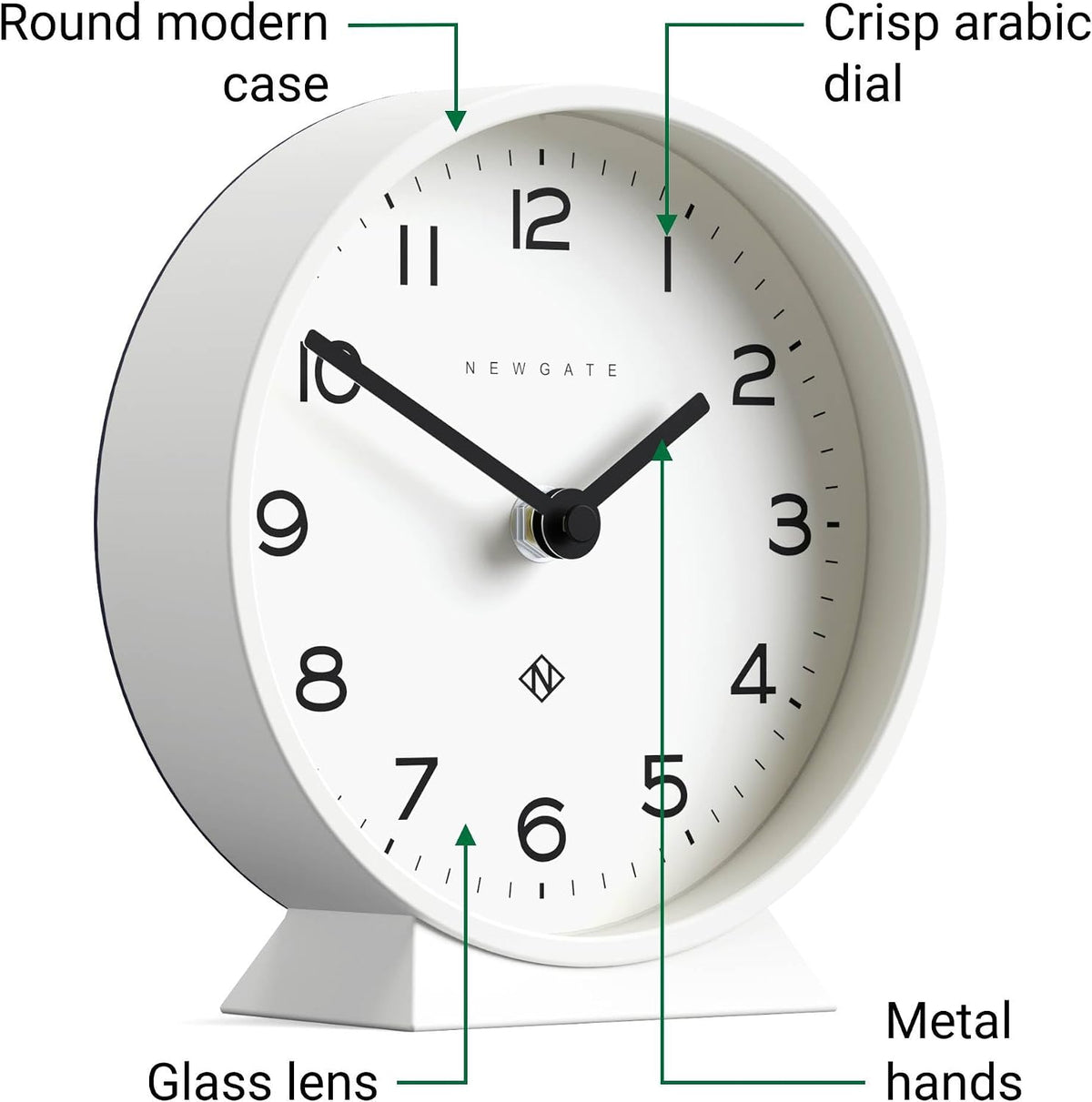 ® M Mantel Echo Desk Clock | Modern Round Design | Black | Easy to Read Numbers | Contemporary Style for Desk, Table, Shelf or Bedside