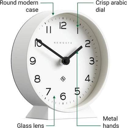 ® M Mantel Echo Desk Clock | Modern Round Design | Black | Easy to Read Numbers | Contemporary Style for Desk, Table, Shelf or Bedside