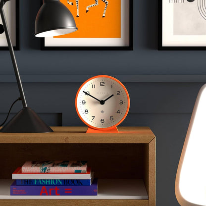 ® M Mantel Echo Desk Clock | Modern Round Design | Black | Easy to Read Numbers | Contemporary Style for Desk, Table, Shelf or Bedside