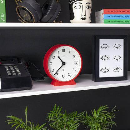 ® M Mantel Echo Desk Clock | Modern Round Design | Black | Easy to Read Numbers | Contemporary Style for Desk, Table, Shelf or Bedside