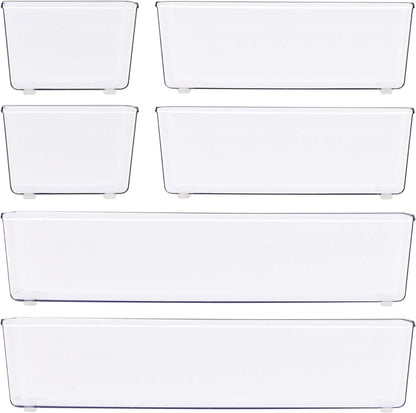 Clear Desk Drawer Organizer, Assorted Sizes, 6 Packs