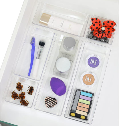 Clear Desk Drawer Organizer, Assorted Sizes, 6 Packs