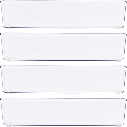 Clear Desk Drawer Organizer, Assorted Sizes, 6 Packs