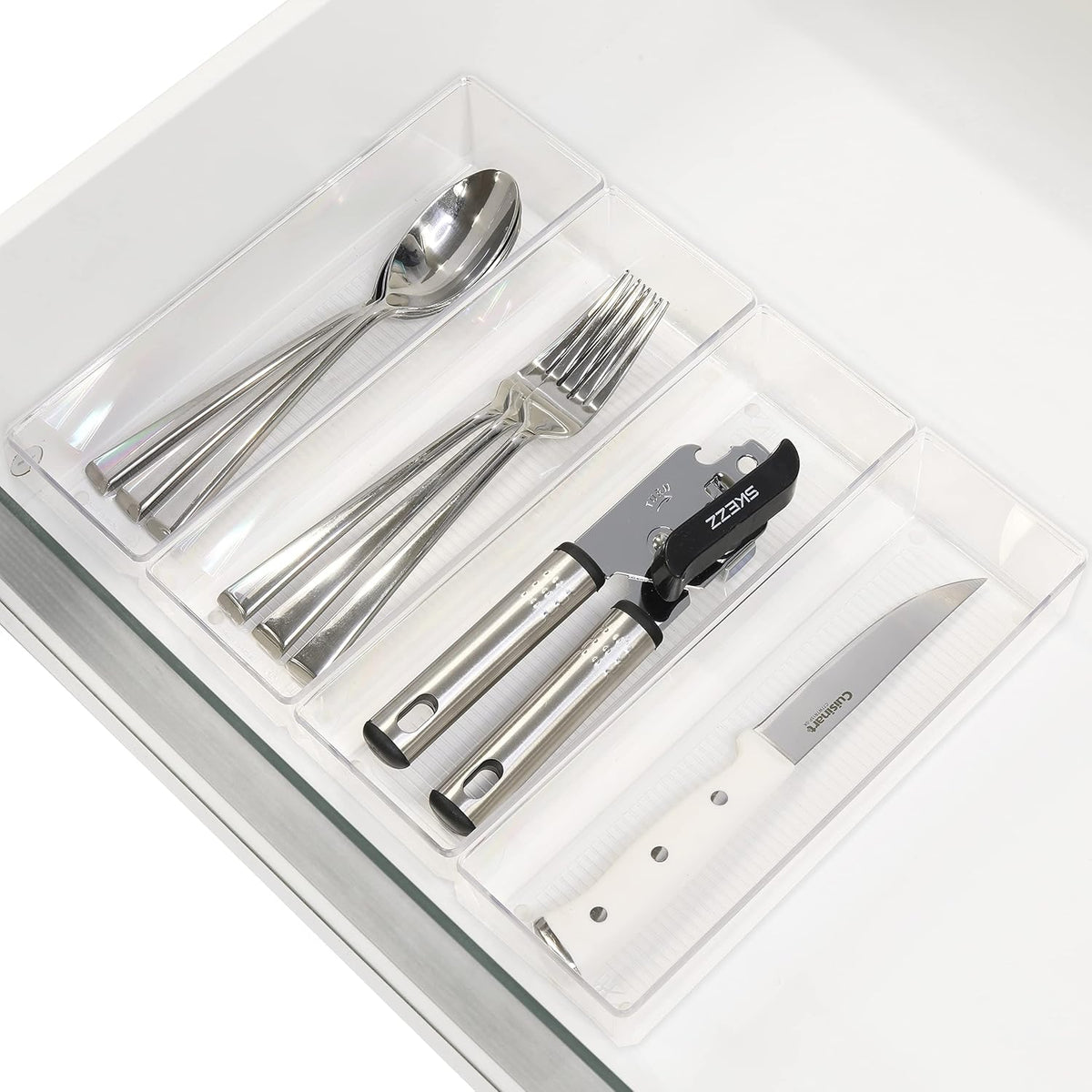 Clear Desk Drawer Organizer, Assorted Sizes, 6 Packs