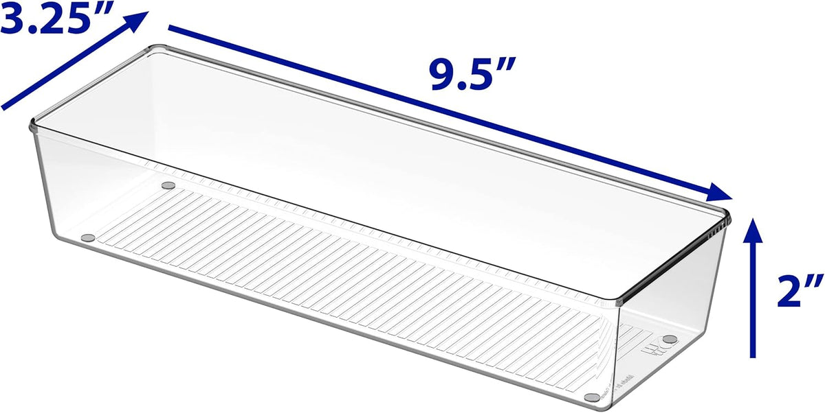 Clear Desk Drawer Organizer, Assorted Sizes, 6 Packs