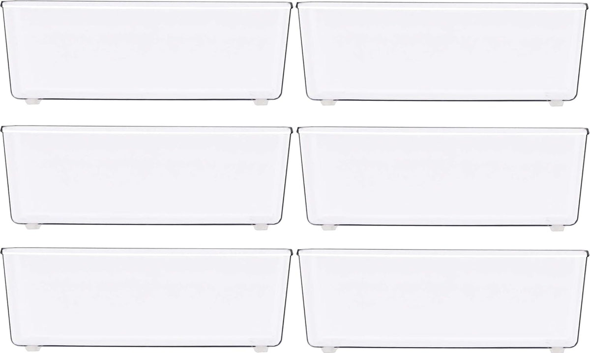 Clear Desk Drawer Organizer, Assorted Sizes, 6 Packs