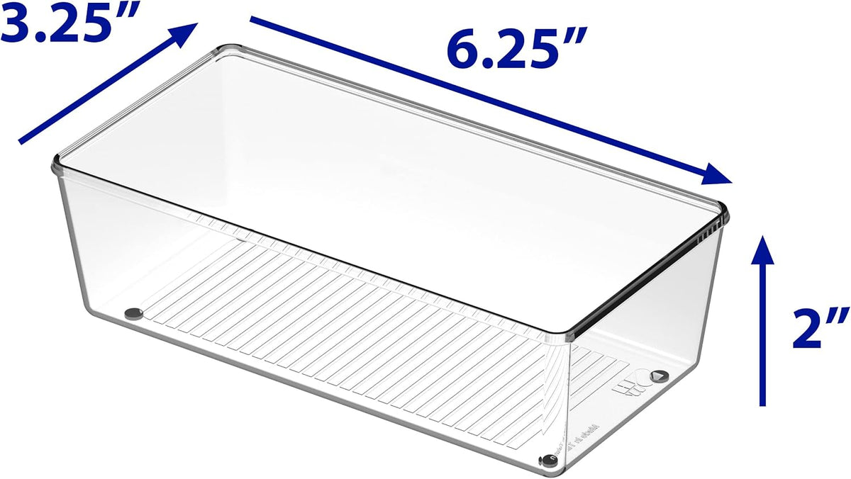Clear Desk Drawer Organizer, Assorted Sizes, 6 Packs