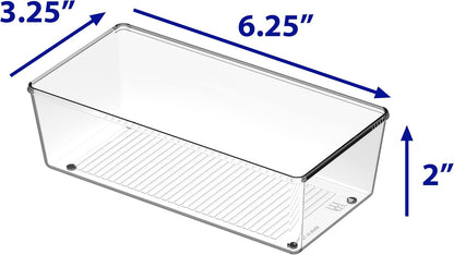 Clear Desk Drawer Organizer, Assorted Sizes, 6 Packs