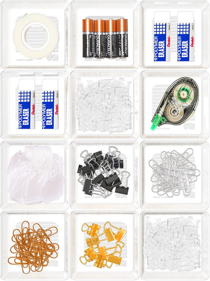 Clear Desk Drawer Organizer, Assorted Sizes, 6 Packs