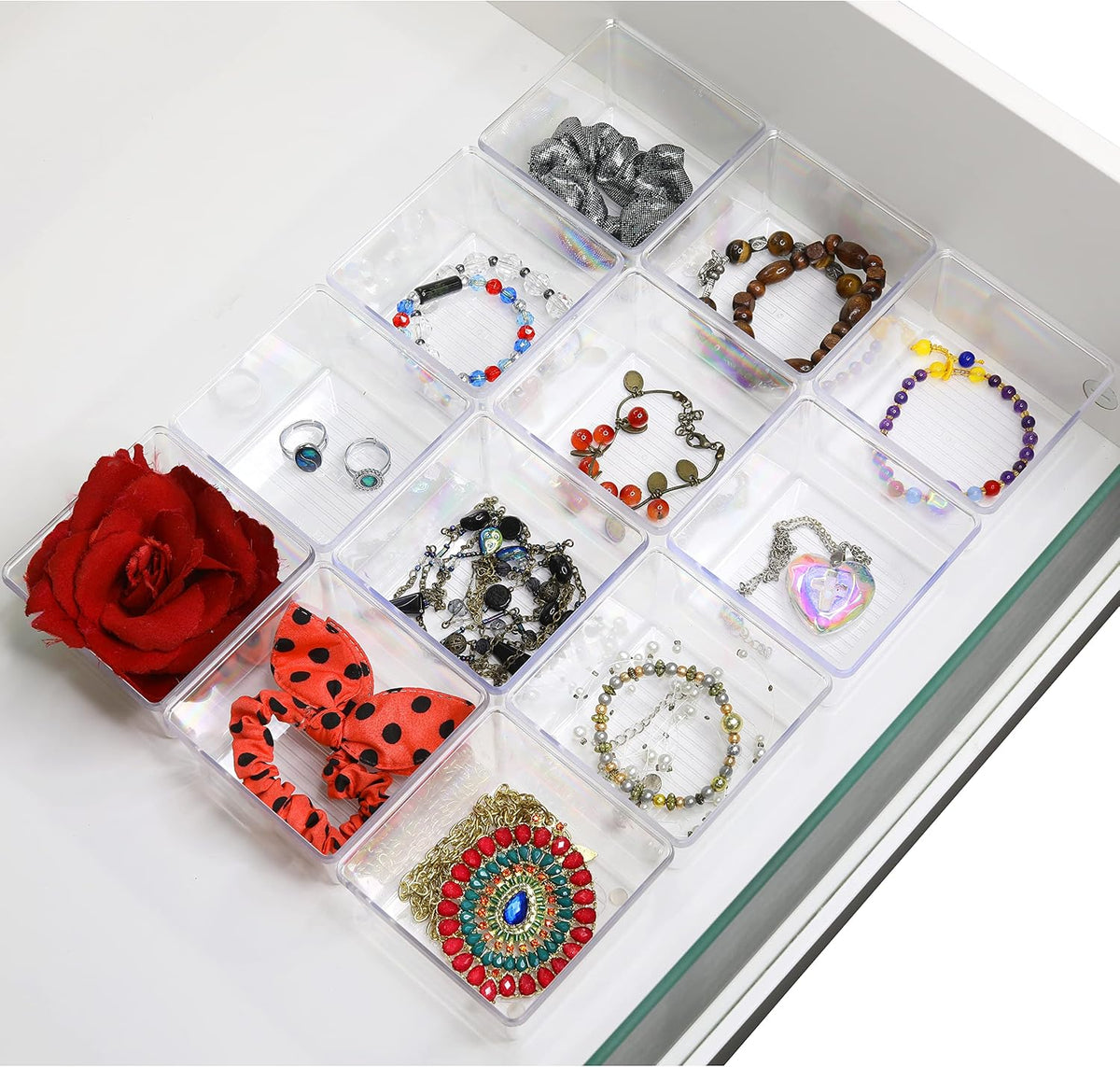 Clear Desk Drawer Organizer, Assorted Sizes, 6 Packs