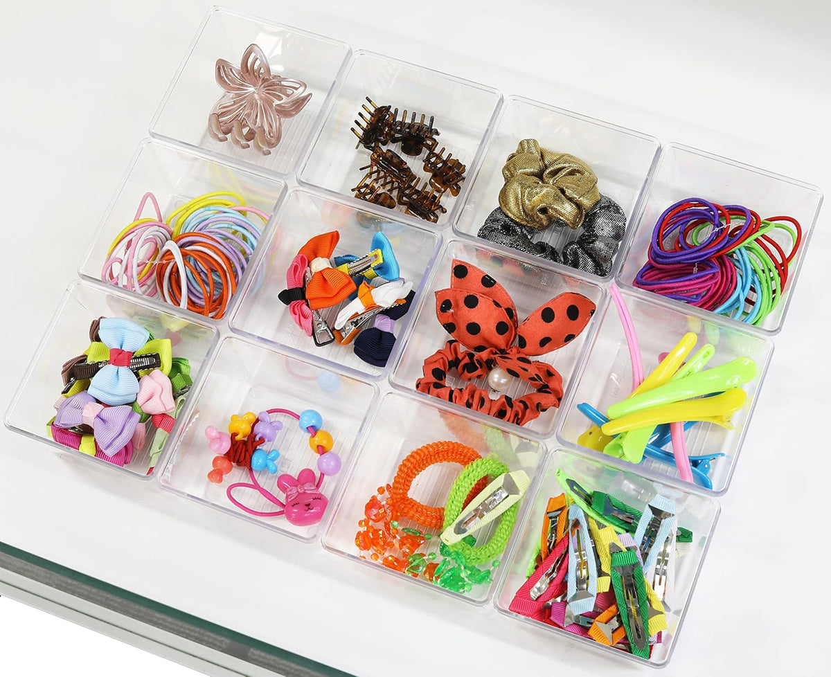 Clear Desk Drawer Organizer, Assorted Sizes, 6 Packs