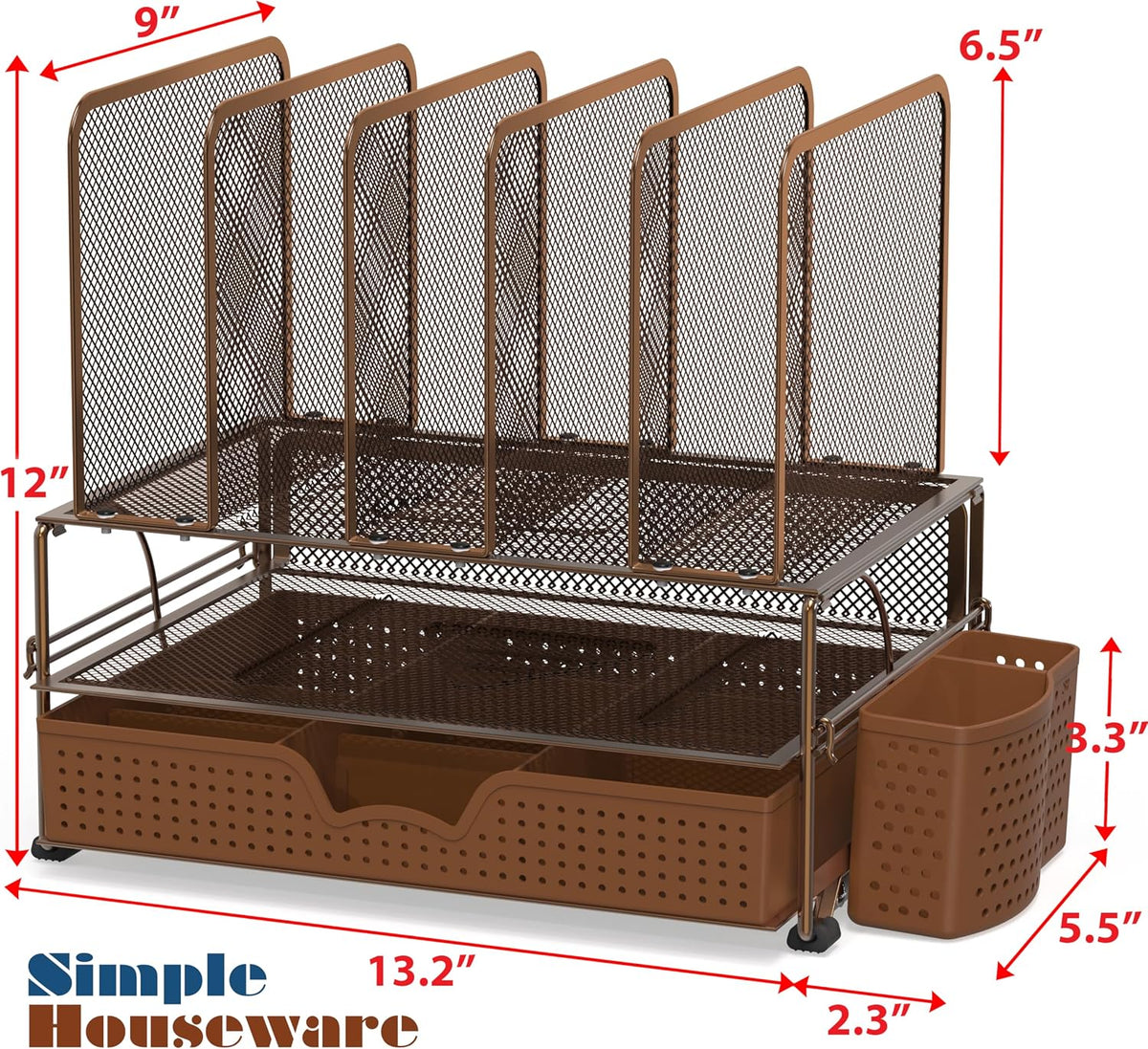 Desk File Organizer for Office Supplies w/Drawer, Black